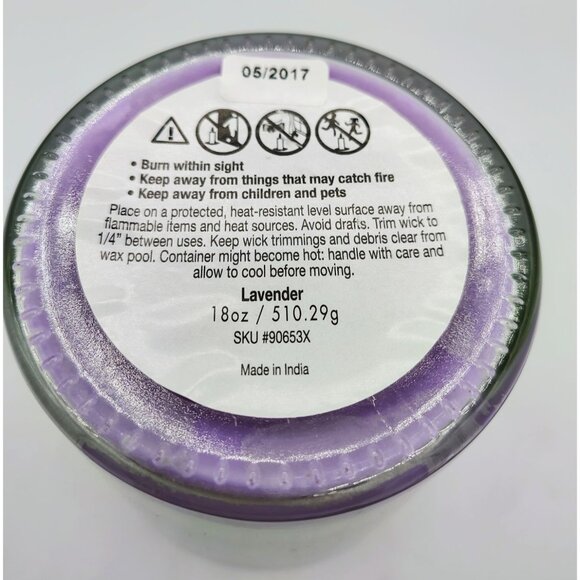 Candle Glass Jar Lavender Scented Lid Ribbon Pinecone Accent 18oz Purple - Picture 3 of 16